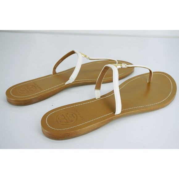 Tory Burch Ivory Patent T Logo Leather Thong Sandal Size 10.5 flip flop NIB $175 - Picture 4 of 11